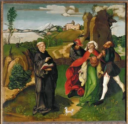 Sankt Bernhard uddriver en ond ånd (tempera på træ)