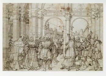 Historien om Lucretia (pen, sort blæk, grå vask på papir)