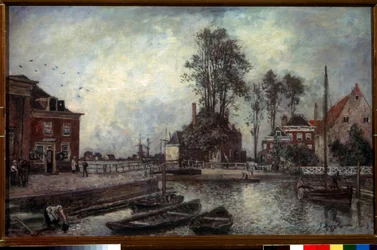 Kanalkaj (En kanaldæmning). Maleri af Johan Barthold Jongkind (1819-1891)