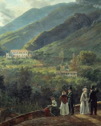 Den danske domstol foran Reale casino. Maleri af Johan Dahl (1788-1857)