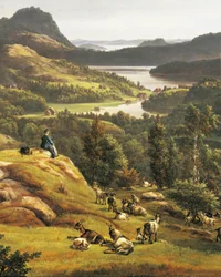 Udsigt over Lysekloster nær Bergen, Norge, 19. århundrede, detaljer