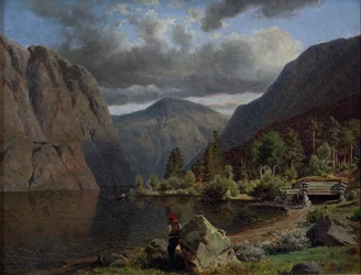 Mand i fjordlandskab