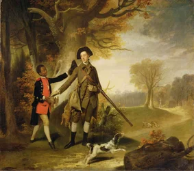 Den tredje hertug af Richmond (1735-1806) ude at skyde med sin tjener, ca. 1765
