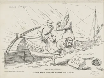 Tegnefilm om Bismarck og det tyske forbund, 1866 Limburg og Østrig eller to måder at forlade det tyske forbund (titel på objekt)