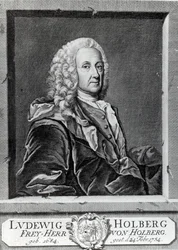 Ludvig Holberg, graveret af Johann Martin Bernigeroth, 1757