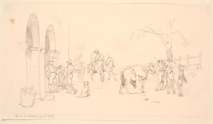 Campagnoler udenfor et osteri