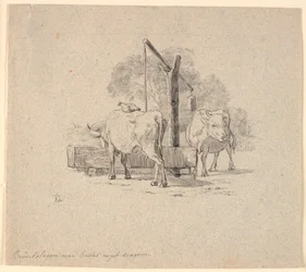 Hønen og koen. Illustration til Kaalunds "Fabler for Børn". Se kommentar fra arkkatalog.