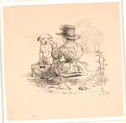 Køreturen. Illustration til Kaalunds "Fabler for Børn". Se kommentar fra arkkatalog.