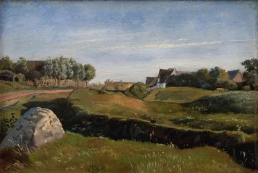Landskab nær Vejby set fra nord. Eftermiddagslys