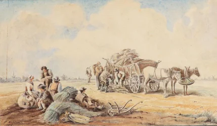Johann Adam Klein Hestevogn og hvilende markarbejdere