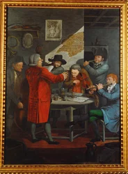 Gentagelse af en gruppe musikere i en aristokrats tjeneste ... (gouache)