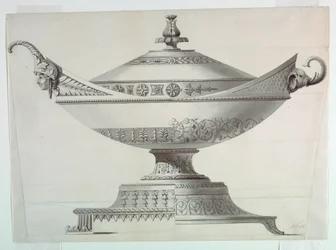 Tegning, overdækket Tureen