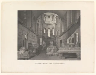 Porta Martis, set indefra Indre udsigt over Porta Martis (titel på objekt) Udsigt over oldsager og natur i nærheden af ​​Trier (serietitel) Malay Pictures Werkwürdigsten Alterthümer und vorzüglicher Naturanlagen im Moselthale bey