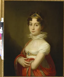 Marie Louise de Habsbourg-Lorraine-Este (Habsbourg Lorraine Este) - Ungdomsportræt af kejserinde Maria Ludovica (1787-1816) med et diadem af Lampi, Johann-Baptist von, den ældre (1751-1830). Olie på lærred, størrelse: 79x63, , Privat samling