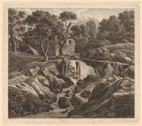 Landskab med vandfald