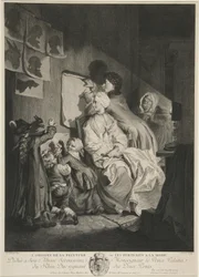 Oprindelsen af ​​maleri eller moderigtige portrætter; pub. 1767