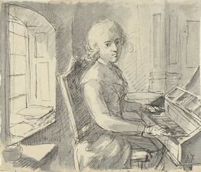 En pianist sidder ved keyboardet