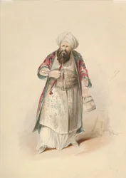 Kostumestudie for Osmin i bortførelsen fra Seraglio af W.A. Mozart, ca. 1830-50.