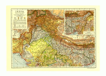 Kort over Indiens nordlige del, c1910