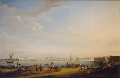 Udsigt over Palace Square og Summer Garden fra Petersburg District, ca. 1800