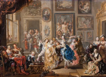 Dansescene i palads, ca. 1730 (olie på kobber)