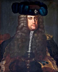 Romersk kejser Karl (Karl III af Habsburg) - Portræt af Karl VI (1685-1740), den hellige romerske kejser, af Auerbach, Johann Gottfried (1697-1753). olie på lærred