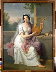 Portræt af den spanske sangerinde Isabelle Colbran (1785-1845) med en lyre Maleri af Johan Heinrich Schmidt (1749-1829) 1817 Milano, museo del Teatro alla scala