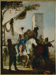 Halt at the tavern (olie på lærred)