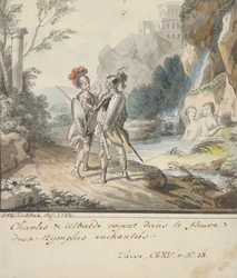 Carlo og Ubaldo modstår Armidas nymfers fortryllelser fra Torquato..., 1782.