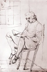 Johann Wolfgang Von Goethe i sit hus i Rom af Johann Heinrich Wilhelm Tischbein (1751-1829) (også kaldet Goethe-Tischbein eller Goethe Tischbein). sd. 1700-tallet.