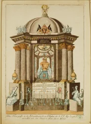 Begravelsesmonument (Castrum Doloris) rejst af borgerne i Wien til requiem-messen for kejseren (kobberstik)