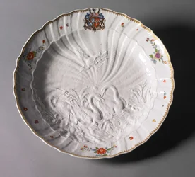 Tallerken fra Svaneservicen, fabrikant Meissen Porcelænsfabrik, Tyskland, ca. 1737-1741 (porcelæn)
