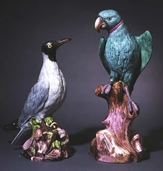 Augustus Rex Meissen figurer af en terne og en parakit (porcelæn)