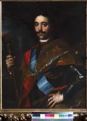 Portræt af kejser Peter I den Store (1672-1725) - Jan (Johann) Kupecky (Kupetzky) (1667-1740). Olie på lærred