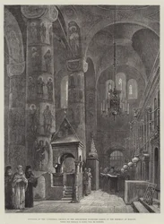 Interiør af katedralen Assumption Church (Uspenski Sabor) i Kreml i Moskva, hvor Ruslands kejser vil blive kronet