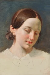 Hoved af en pige med brunt hår (studie for "Rüdiger und Angelica")