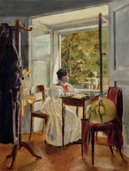 Marie Krafft ved skrivebordet