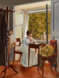 Marie Krafft ved sit skrivebord