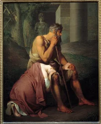 Ødipus og Antigone, maleri af Johann Peter Krafft (1780-1856), 1809, højde 0,53 x 0,66 m