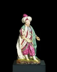 Dreng klædt ud som en sultan, Hochst Manufactory, ca. 1770 (hårdt-pasta porcelæn)