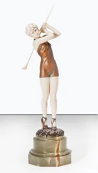 Golfspiller i badedragt, ca. 1925 (bronze, elfenben og onyx)