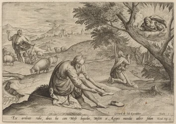 Gud, der viser sig for Moses, 1585.
