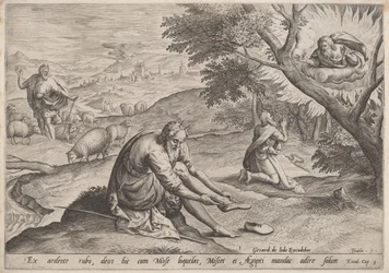 Gud, der viser sig for Moses, 1585.