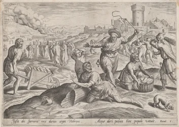 Faraos opgavemester, der slår israelitterne, ca. 1585.