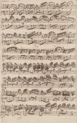 Allegro (cembalo-solo) fra første version af Sonate nr. 6 i G-dur for violin og cembalo obbligato. 1725