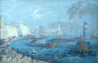 Udsigt over havnen i Napoli