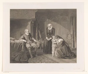 Reinier van Oldenbarnevelts mor, kone og søn beder Maurits om nåde, 1623