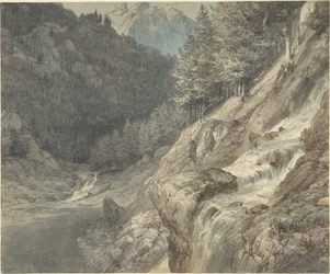 Bjerglandskab med en flod