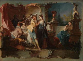 Den fortabte søn, der lever sammen med ludere, ca. 1750 (Olie på lærred)