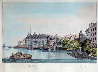 Udsigt over Düsseldorf før det franske bombardement den 6. oktober 1794, 1798.